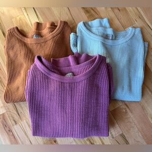 GAP Women’s Waffle Knit Crewneck Sweater - Magenta, Orange, Blue Size L